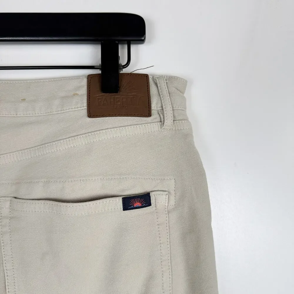 Faherty Stretch Terry 5 Pocket Pant Men's Khaki Beige - W34 L30 34x30